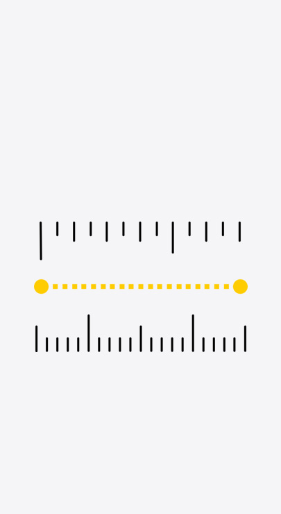 Richtlinien und Markierungen für Zoll und Zentimeter in der Massband App