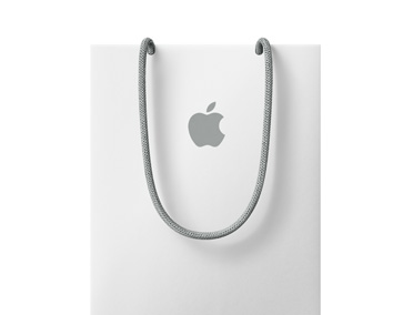 Apple Einkaufstasche in Weiß mit Apple Logo im oberen Bereich