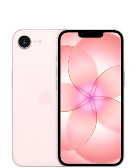 iPhone 17e, zadná strana, svetloružová farba, kamera Fusion vľavo hore, logo Apple v strede, predná strana, svetloružová farba, dizajn s displejom na celú plochu