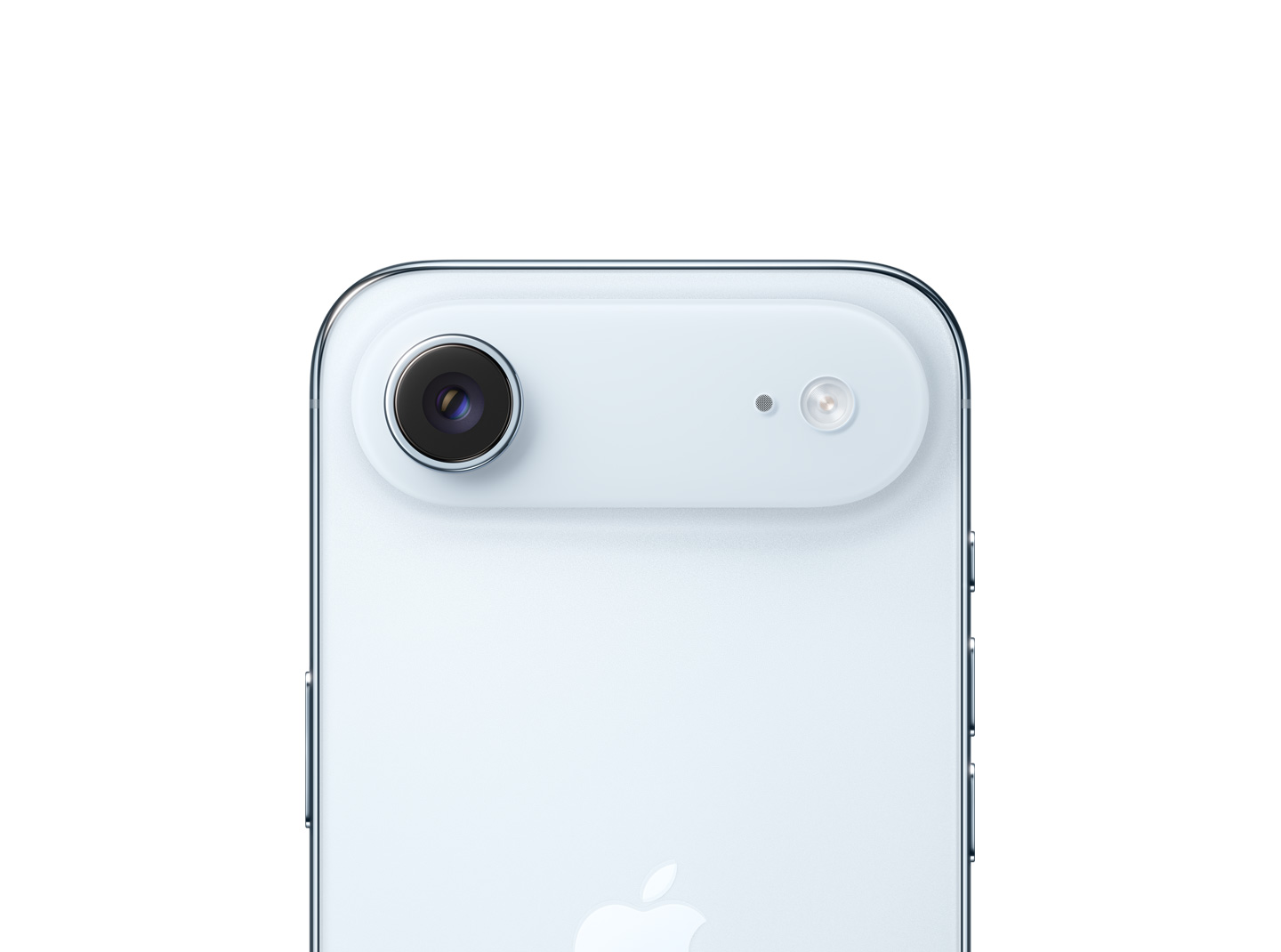 iPhone Air, vỏ ngoài mặt sau, màu Xanh Da Trời, hệ thống camera Fusion nhô lên ở phía trên