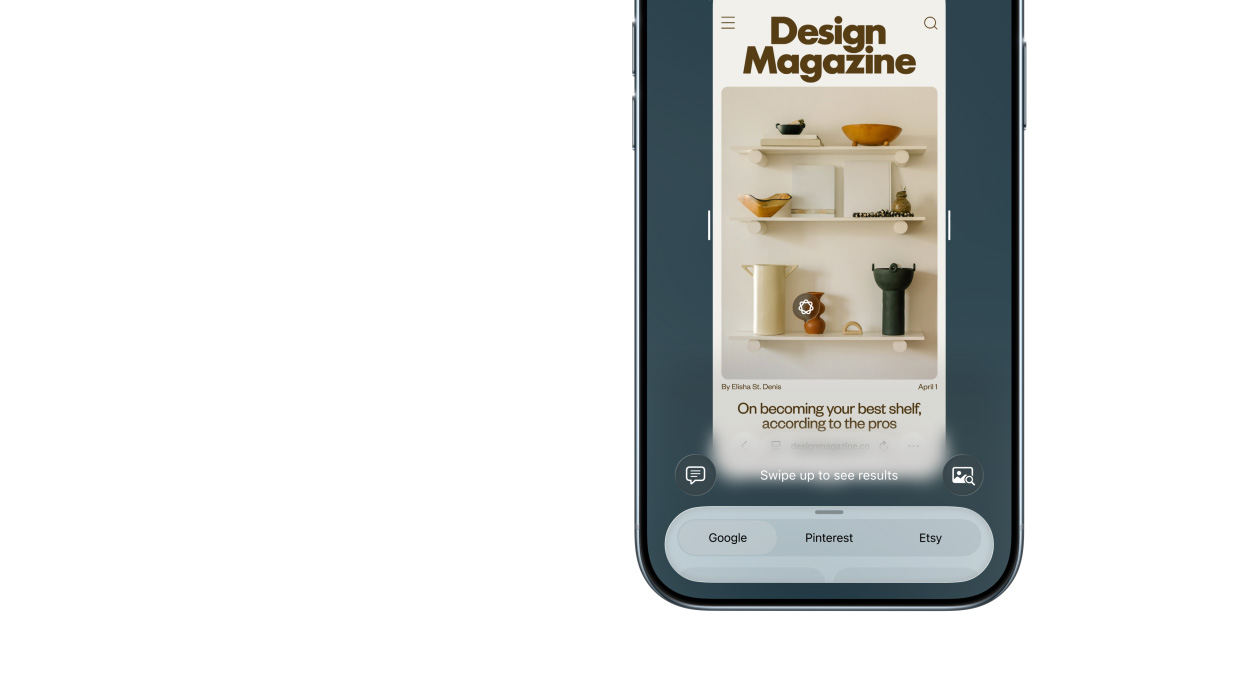 iPhone Air, face avant, fonctionnalité intelligence visuelle en cours d’utilisation, boutons latéraux