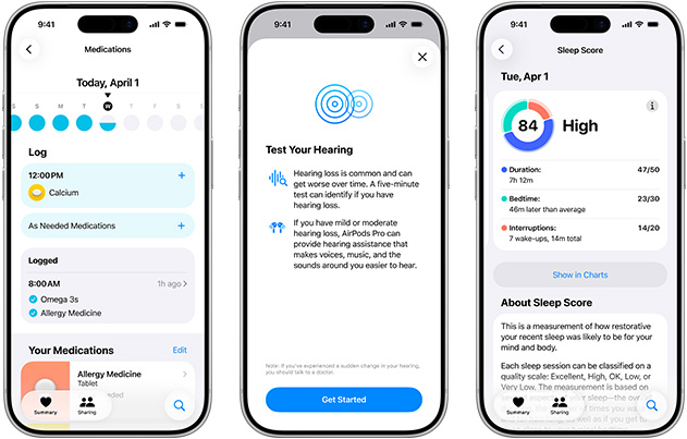 iPhone hiển thị ứng dụng Sức Khỏe Thính Giác.